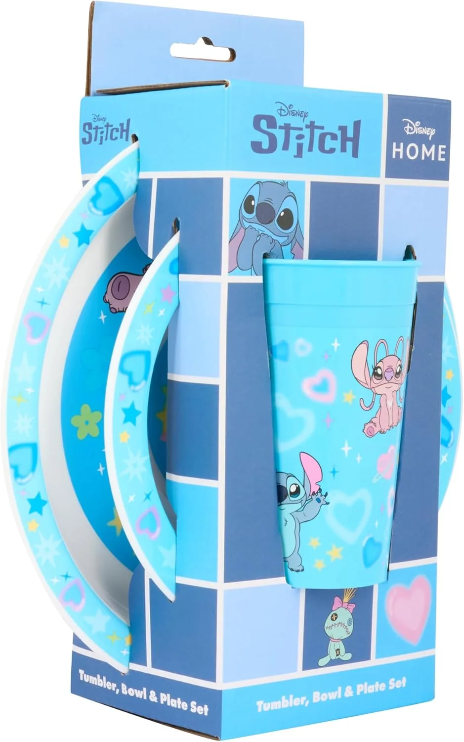 Набор детской посуды Stitch из 3 предметов: тарелка, миска и чашка с изображением Stitch, Lilo и Scrump, безопасен для микроволновой печи и посудомоечной машины, подходит для детей от 36 месяцев Disney — фото 3