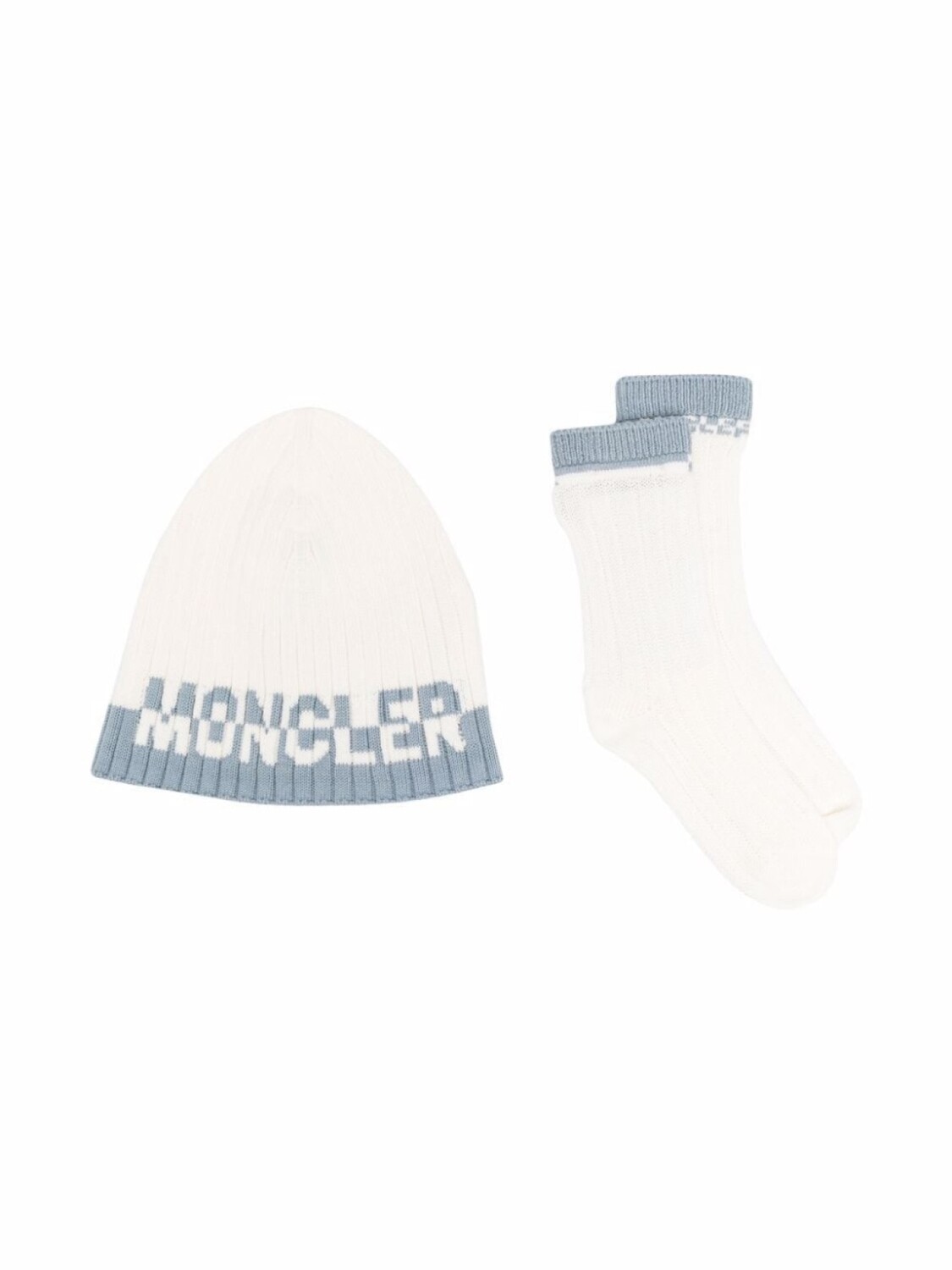 

Moncler Enfant комплект из шапки и носков в рубчик, белый