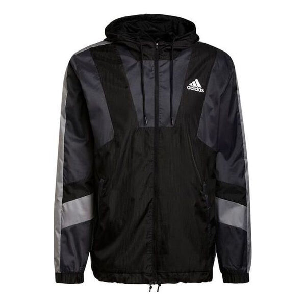 

Куртка Men's adidas Logo Printing Drawstring Hooded Zipper Sports Jacket Black, черный