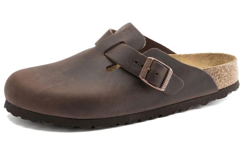 Бостонские кожаные мюли Birkenstock, цвет Red Brown — фото 3