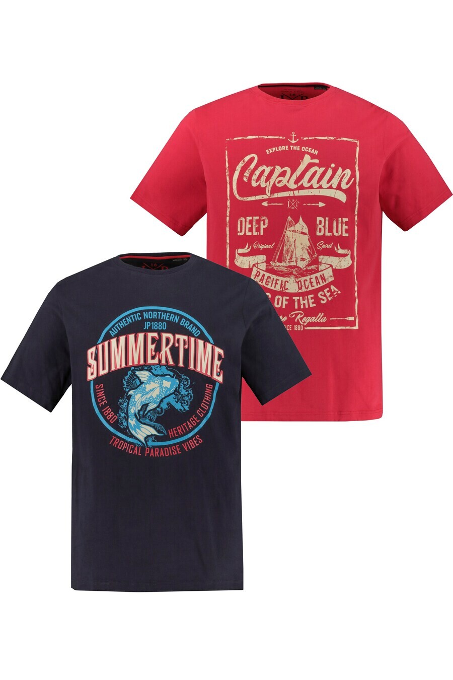 

Классическая футболка JP1880 Shirt, цвет navy/light blue/red
