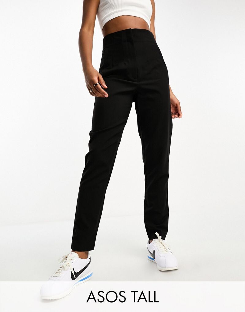 

Черные брюки со швами на талии ASOS DESIGN Tall