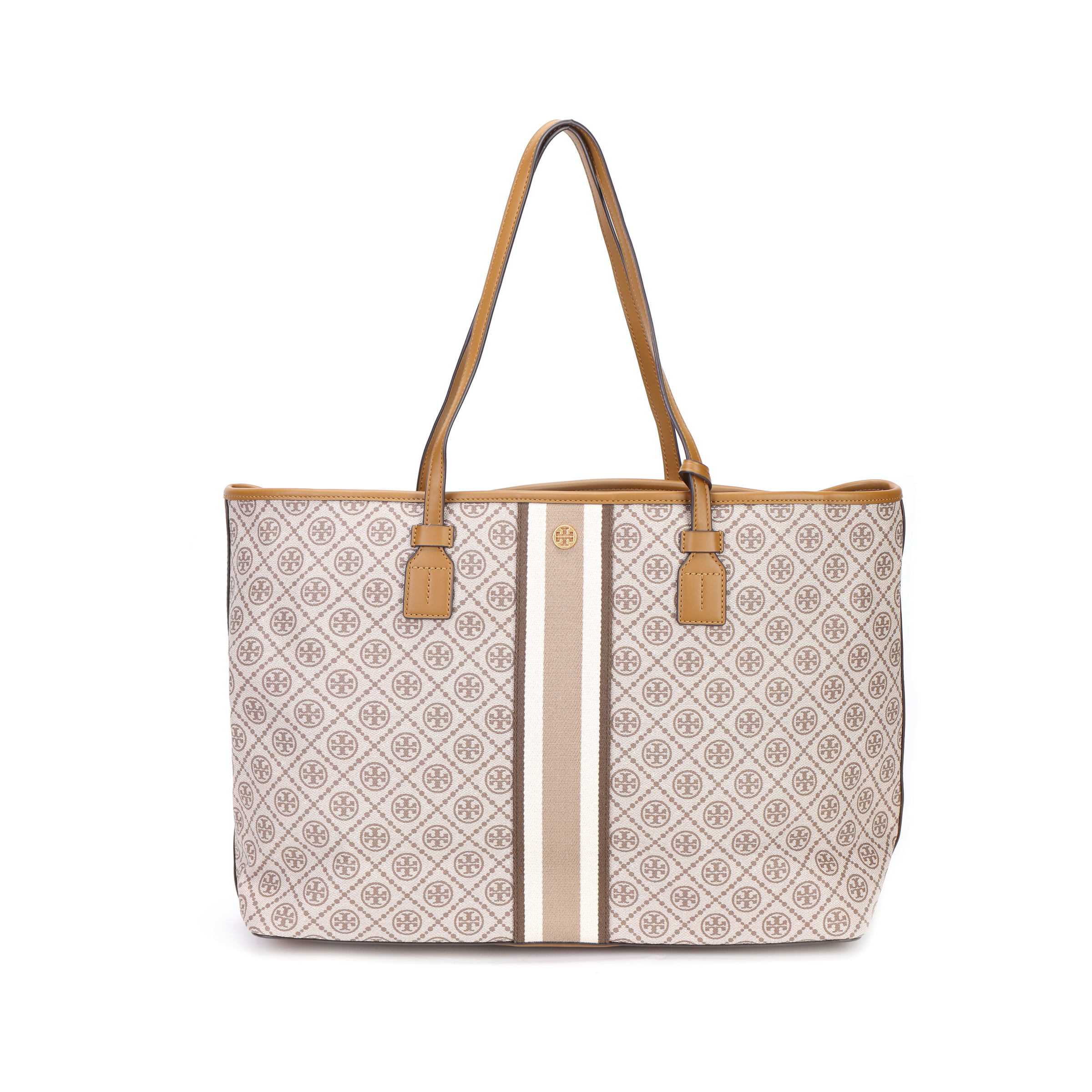 

TORY BURCH Сумка-шоппер TB T Monogram с покрытием из холста, сумка-шоппер на одно плечо, маленькая женская коричневая