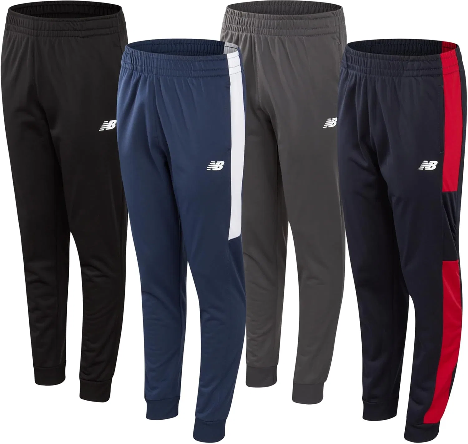 Спортивные штаны New Balance для мальчиков - комплект из 4 штук, спортивные трикотажные штаны для мальчиков, спортивная одежда для детей с карманами (4-20), Indigo/Grey