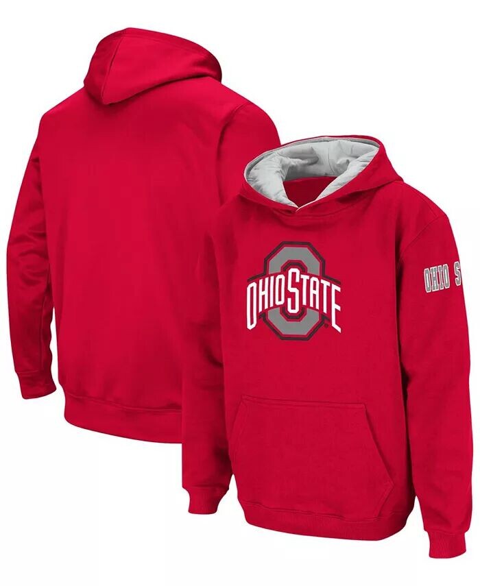 

Пуловер с капюшоном и большим логотипом Big Boys Scarlet Ohio State Buckeyes Stadium Athletic, красный