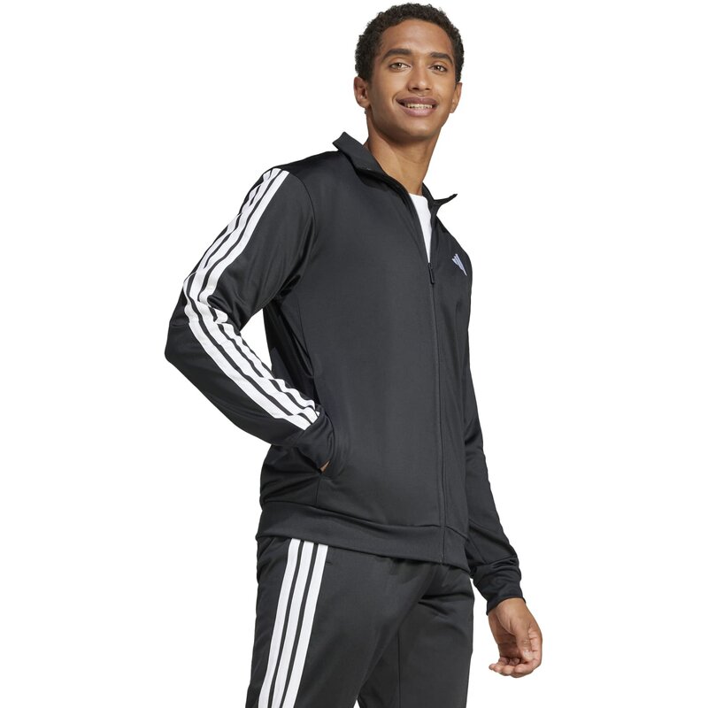 Трикотажная куртка с тремя полосками Adidas, черный — фото 4