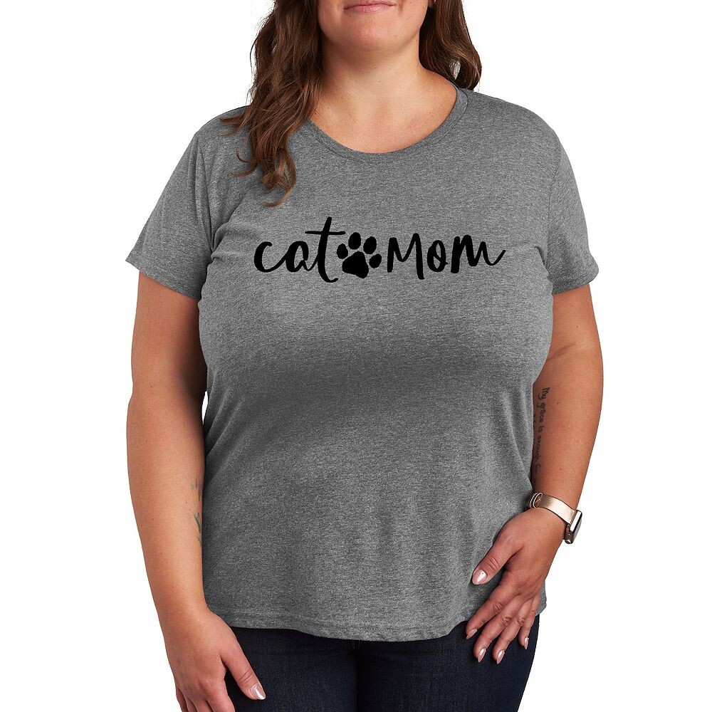 

Футболка Plus с рисунком Cat Mom Licensed Character, цвет Heather Gray