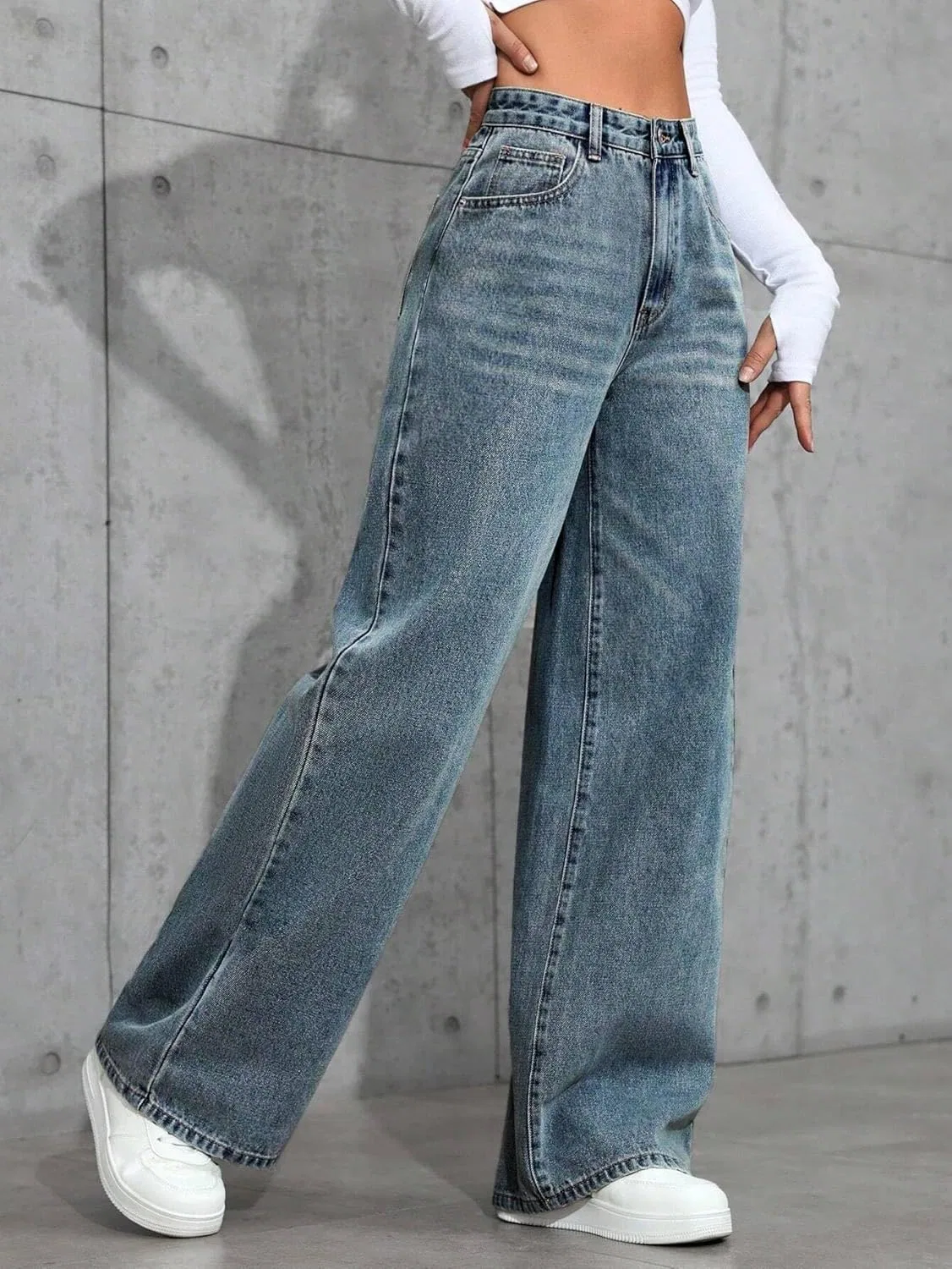 Джинсы свободные, Medium Wash — фото 4