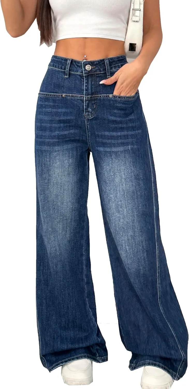 

Heipeiwa женские широкие брюки-палаццо из денима