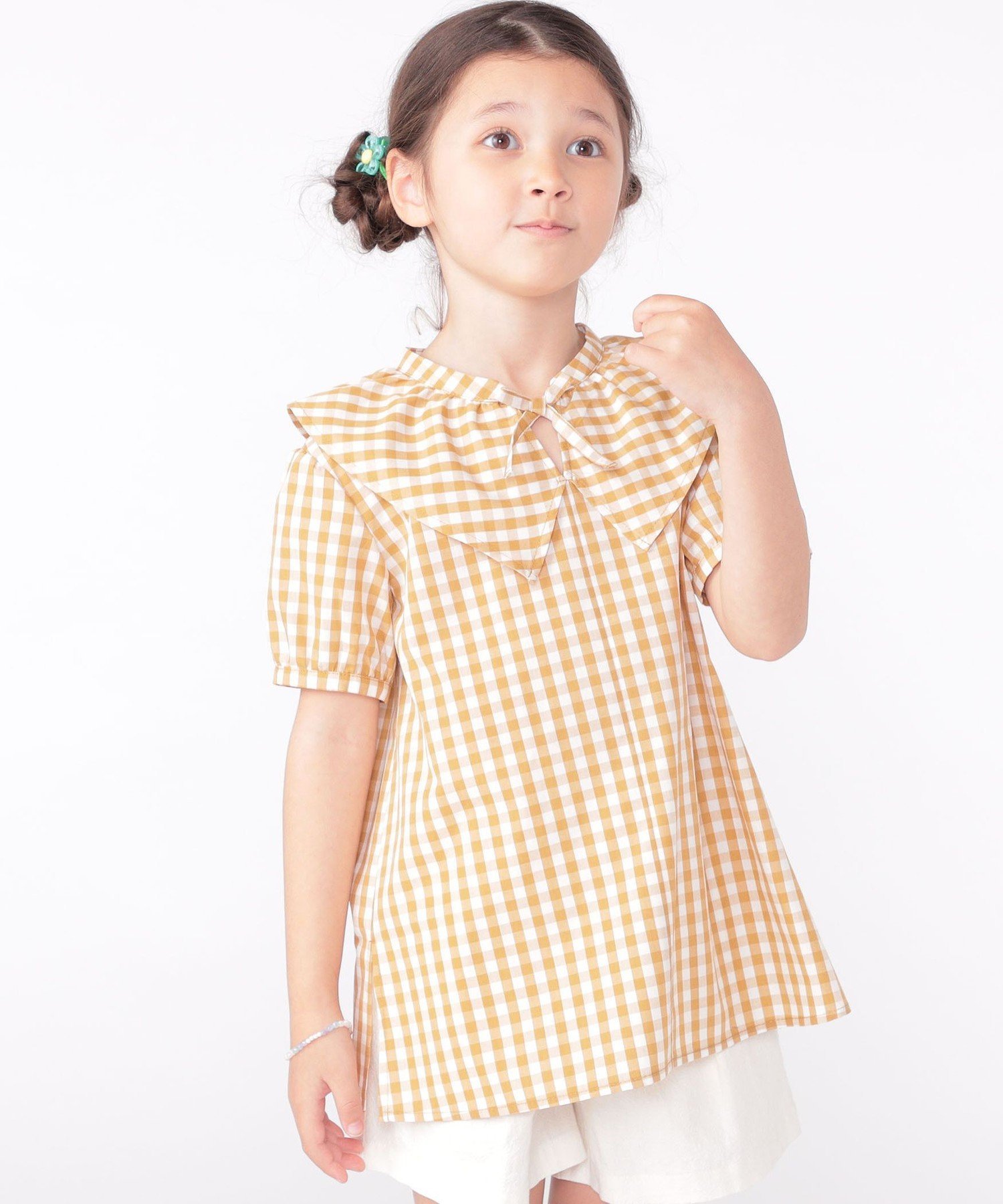 Детская блузка в клетку с коротким рукавом (100-130 см) SHIPS KIDS, Beige — фото 2