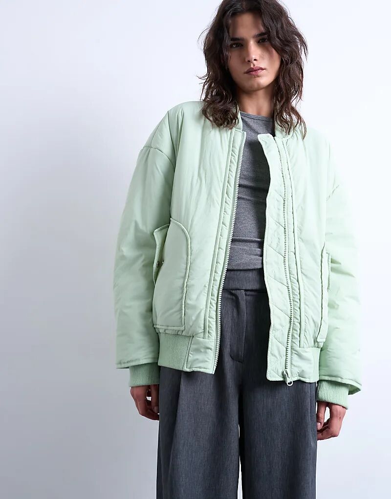 

Техничная куртка-бомбер Topshop в цвете шалфей