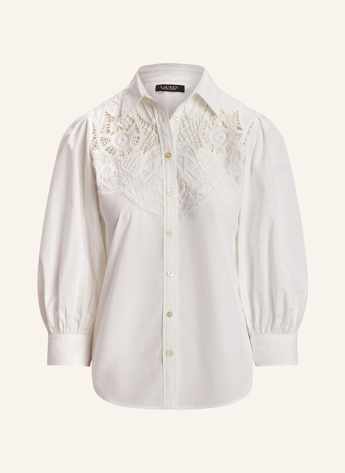 

Блузка-Рубашка с рукавами 3/4 и кружевом Lauren Ralph Lauren, белый
