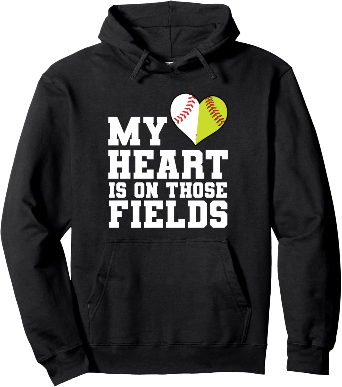 

Мое сердце на этих полях! Худи для софтбола и бейсбола Softball Player & Baseball Player Gift, черный
