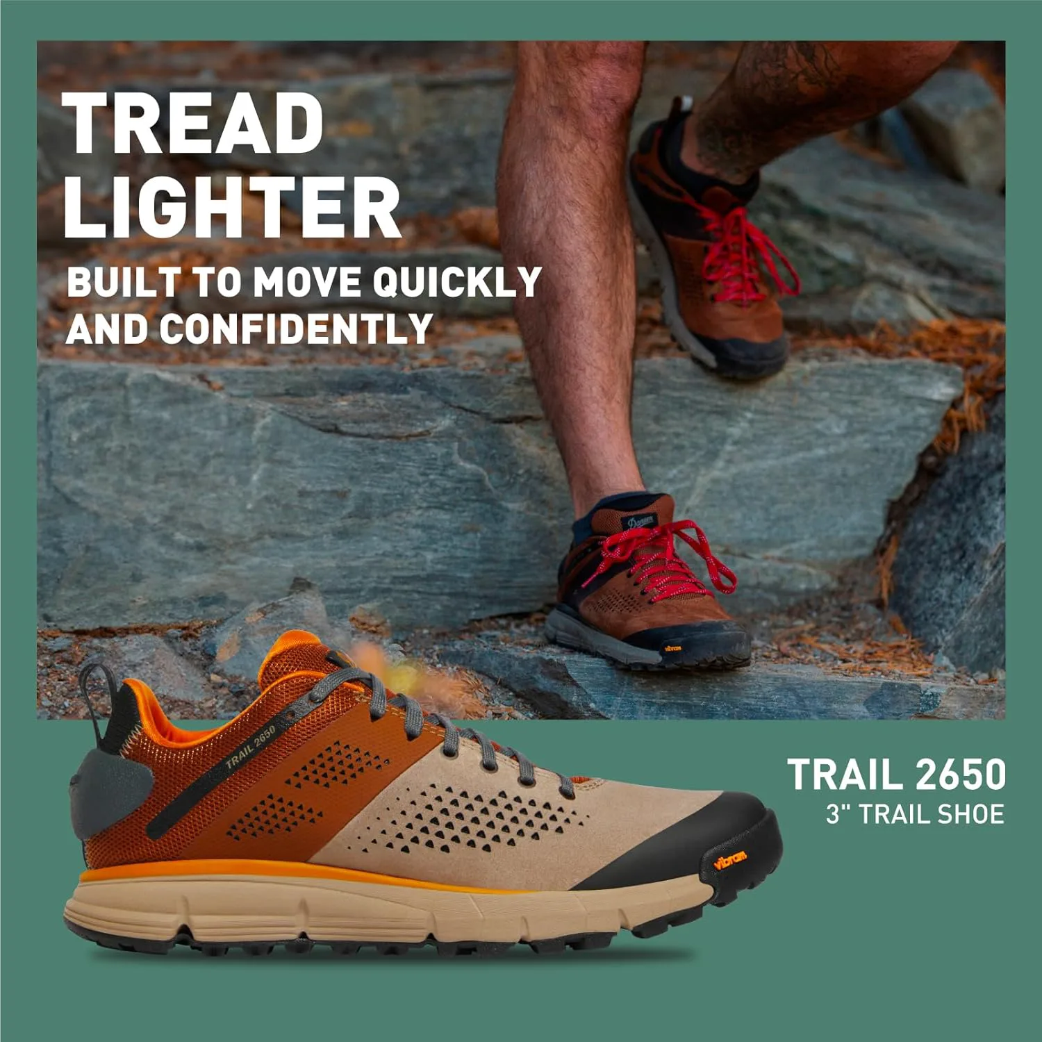 Мужские туристические ботинки Danner Trail 2650 - прочная замша, легкий текстиль с дышащей сетчатой подкладкой, стелька Ortholite и подошва Vibram для сцепления No Brand, коричневый — фото 2