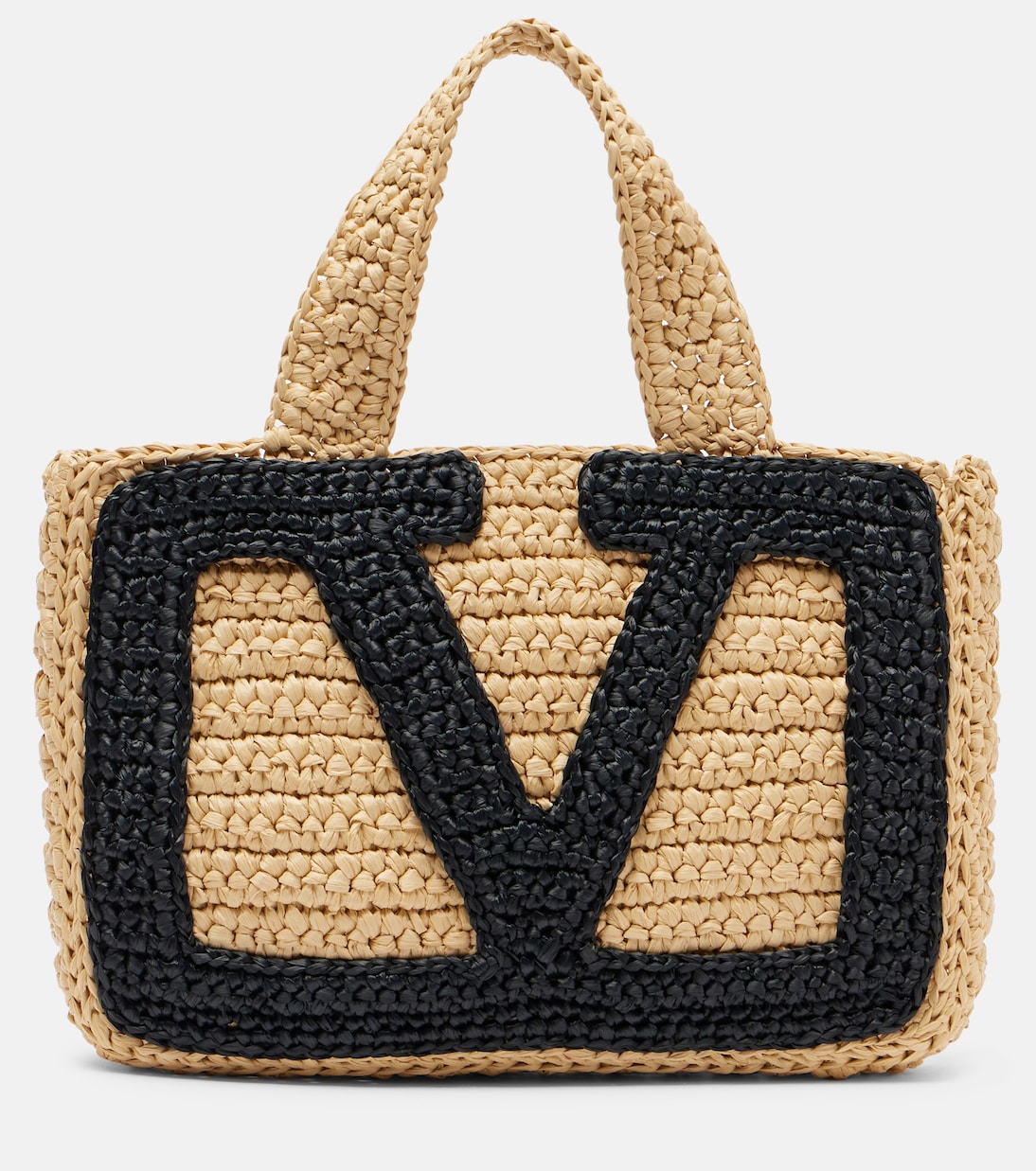 

Viva Superstar маленькая сумка-тоут из рафии Valentino Garavani, Naturale/Nero
