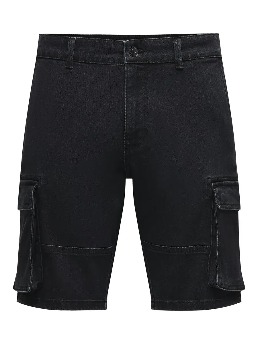 

Шорты-карго ONLY & SONS "ONSCAM STAGE CARGO LBD0498 DNM SHORTS CS", черный