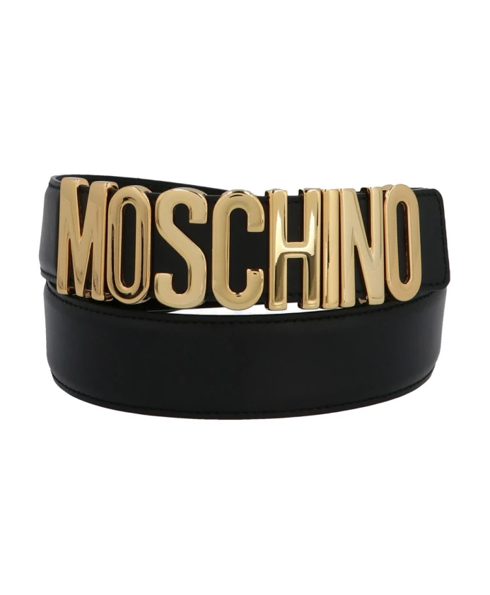 

Золотой металлический ремень с логотипом Moschino, желтый