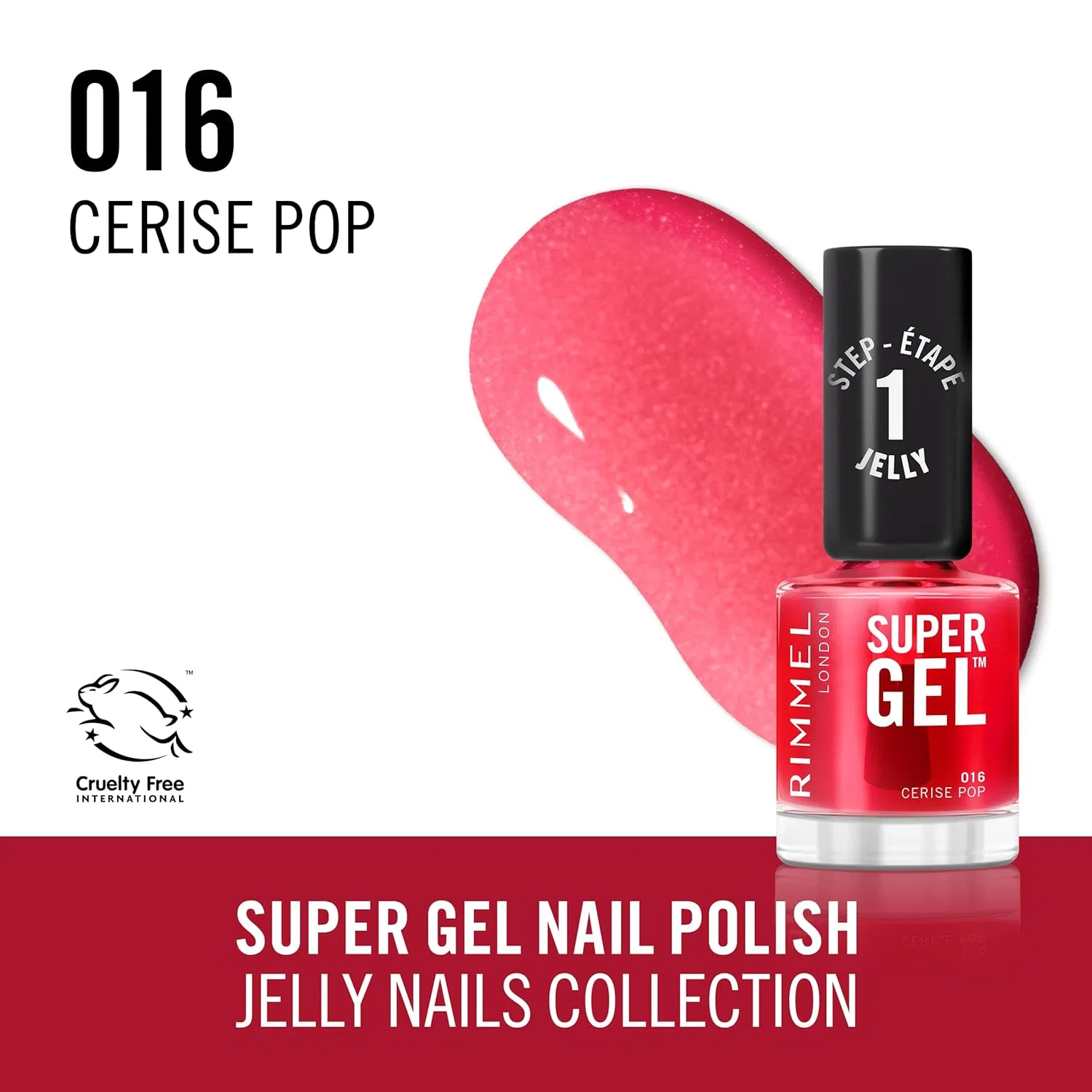 Гель-лак для ногтей «Super Gel Jelly Gloss 016 Cherry Pop» от Rimmel Rimmel, Cherry Pop 016 — фото 3