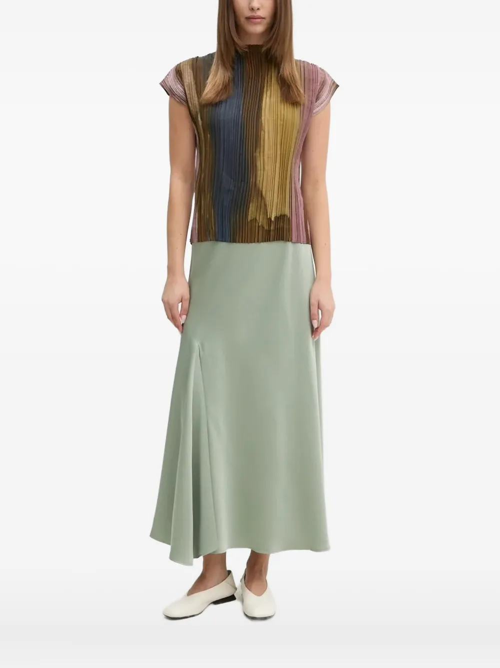 

Плиссированный топ с абстрактным принтом Sandro Ferrone, коричневый