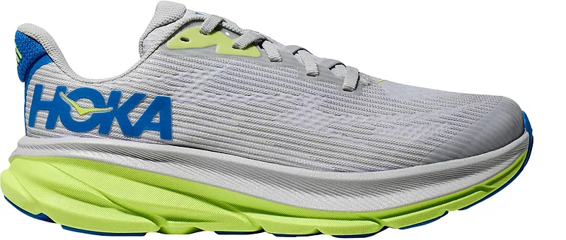 

Детские кроссовки Clifton 9 для начальной школы HOKA, серый/синий/зеленый