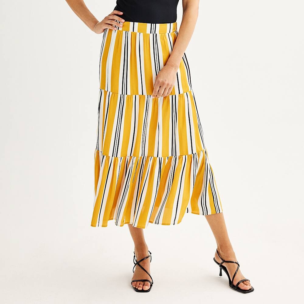 

Женская девятиуровневая юбка-миди West Nine West, цвет Gold Awning Stripe