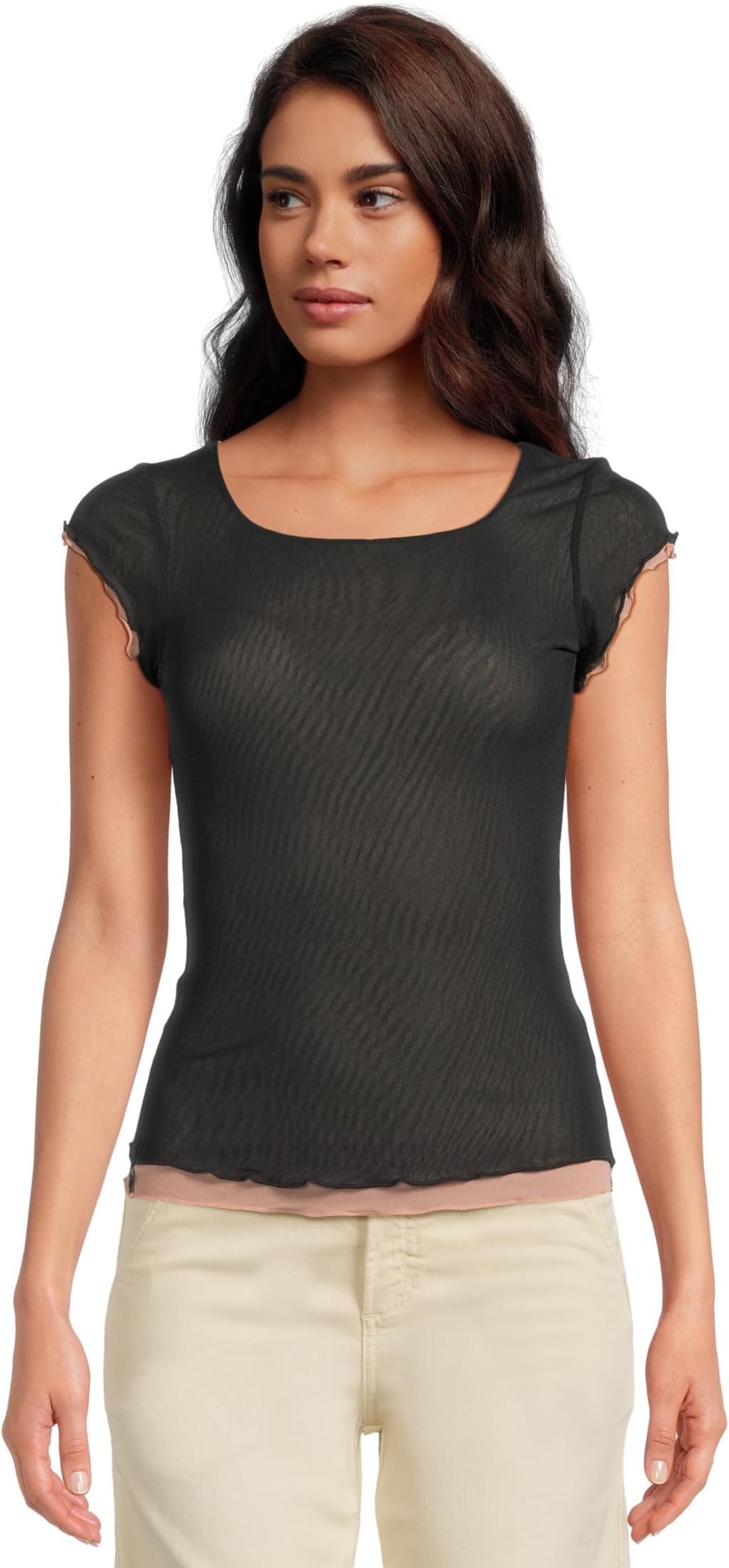 

Футболка Free People Double Take Mesh Tee, Black Combo