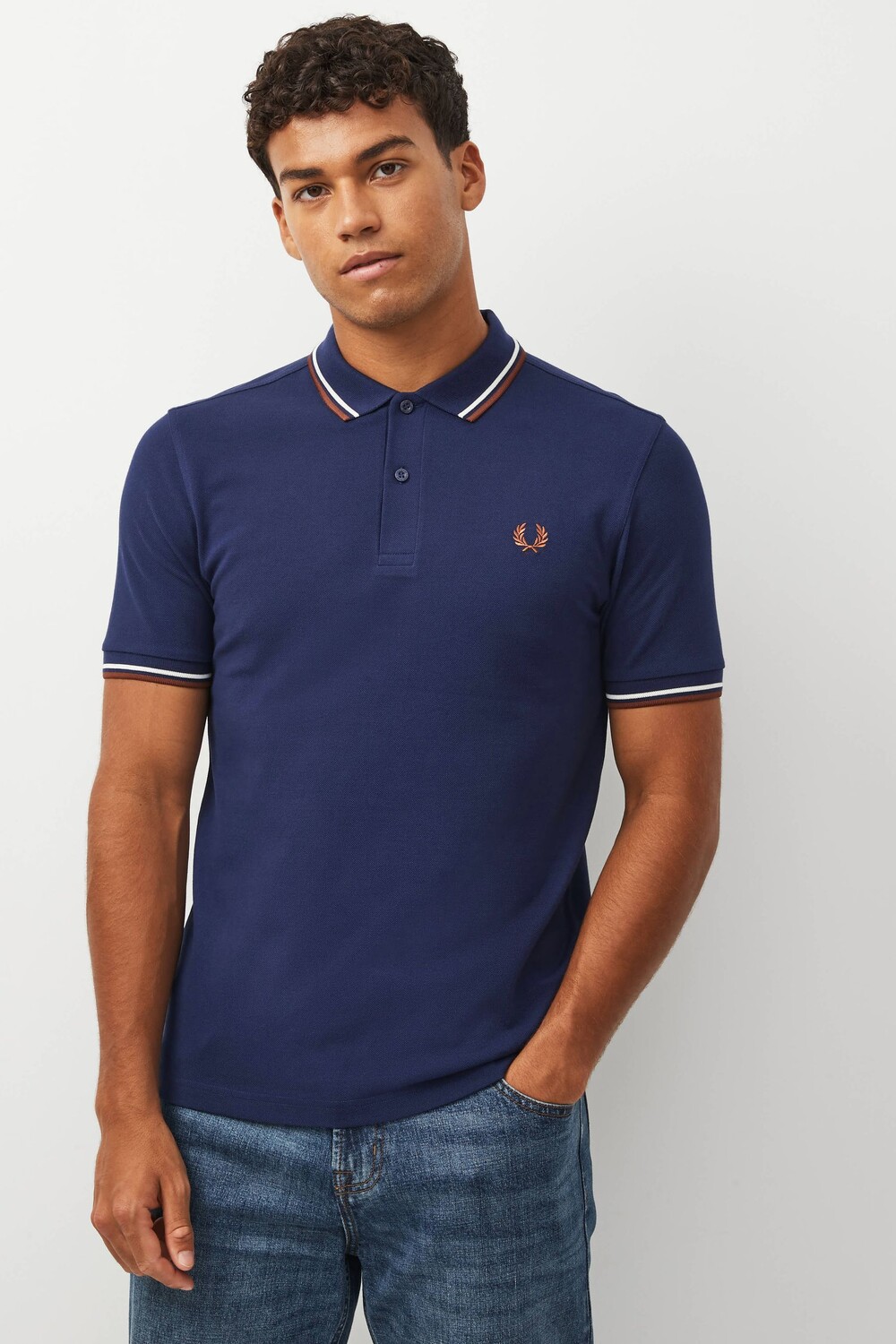 

Мужская рубашка поло с двойным кантом Fred Perry, синий