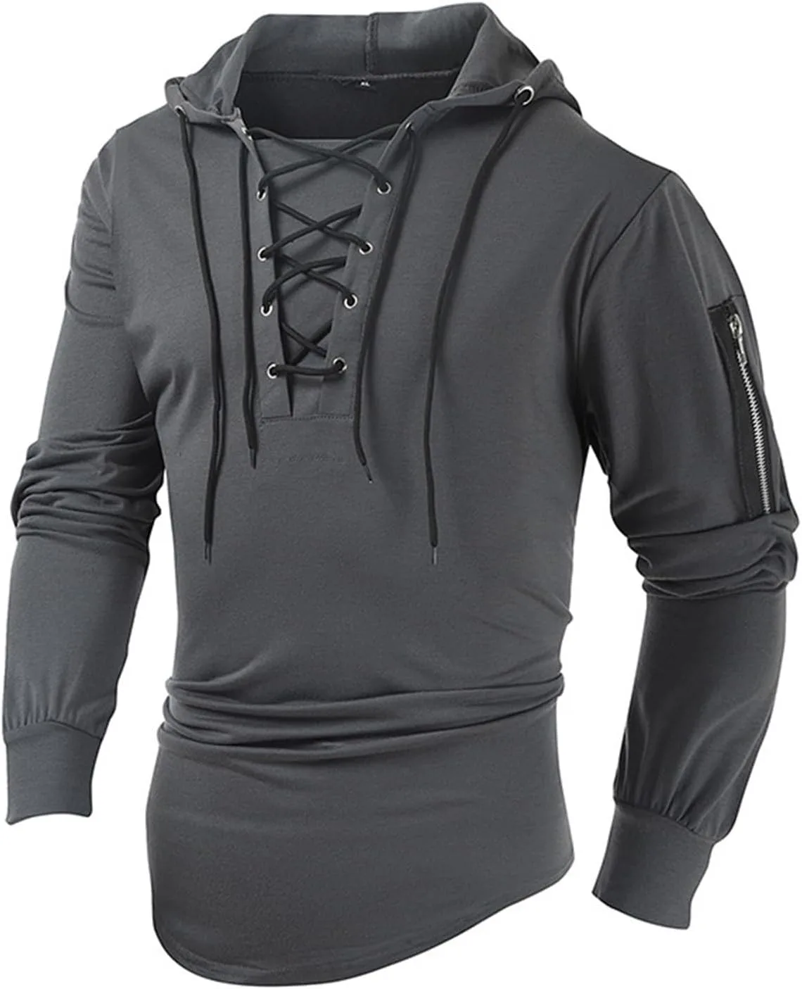 

Мужской худи в стиле стимпанк с длинными рукавами и шнуровкой