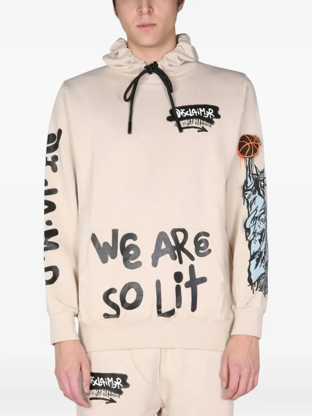 

Худи с принтом и кулиской Disclaimer, бежевый