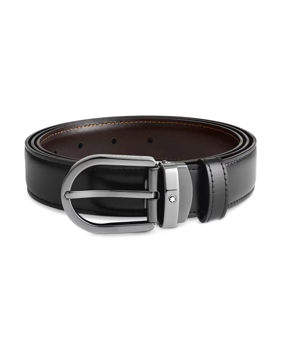 

Мужской черный кожаный ремень Montblanc, черный