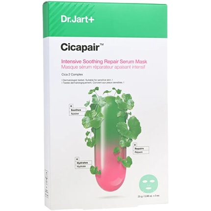 

Cicapair Успокаивающая и увлажняющая маска для лица Интенсивная успокаивающая восстанавливающая сыворотка-маска - 5 X 25 г Dr. Jart