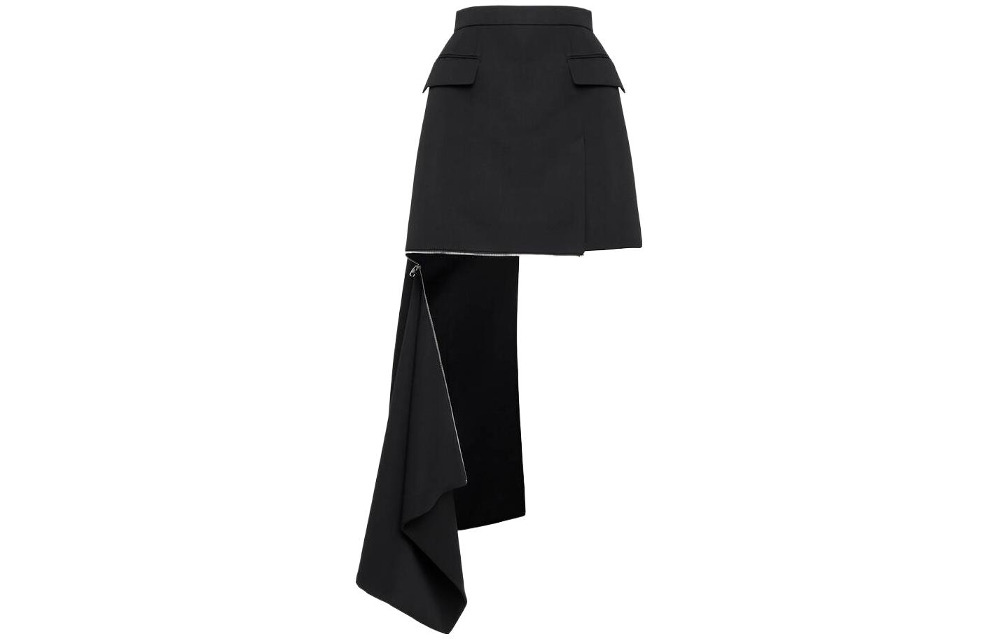 

Асимметричная мини-юбка с молнией Alexander McQueen, черный