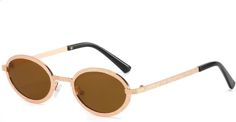 

Модные овальные солнцезащитные очки в металлической оправе, в стиле хип-хоп, роскошные солнцезащитные очки в металлической оправе, для активного отдыха и путешествий, унисекс, защита от ультрафиолета UV400 TKKTLLT, Gold Brown