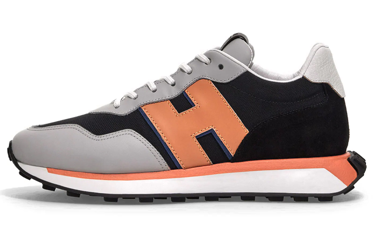 

HOGAN Мужские повседневные туфли H601 с низким верхом, цвет черный, серый, оранжевый