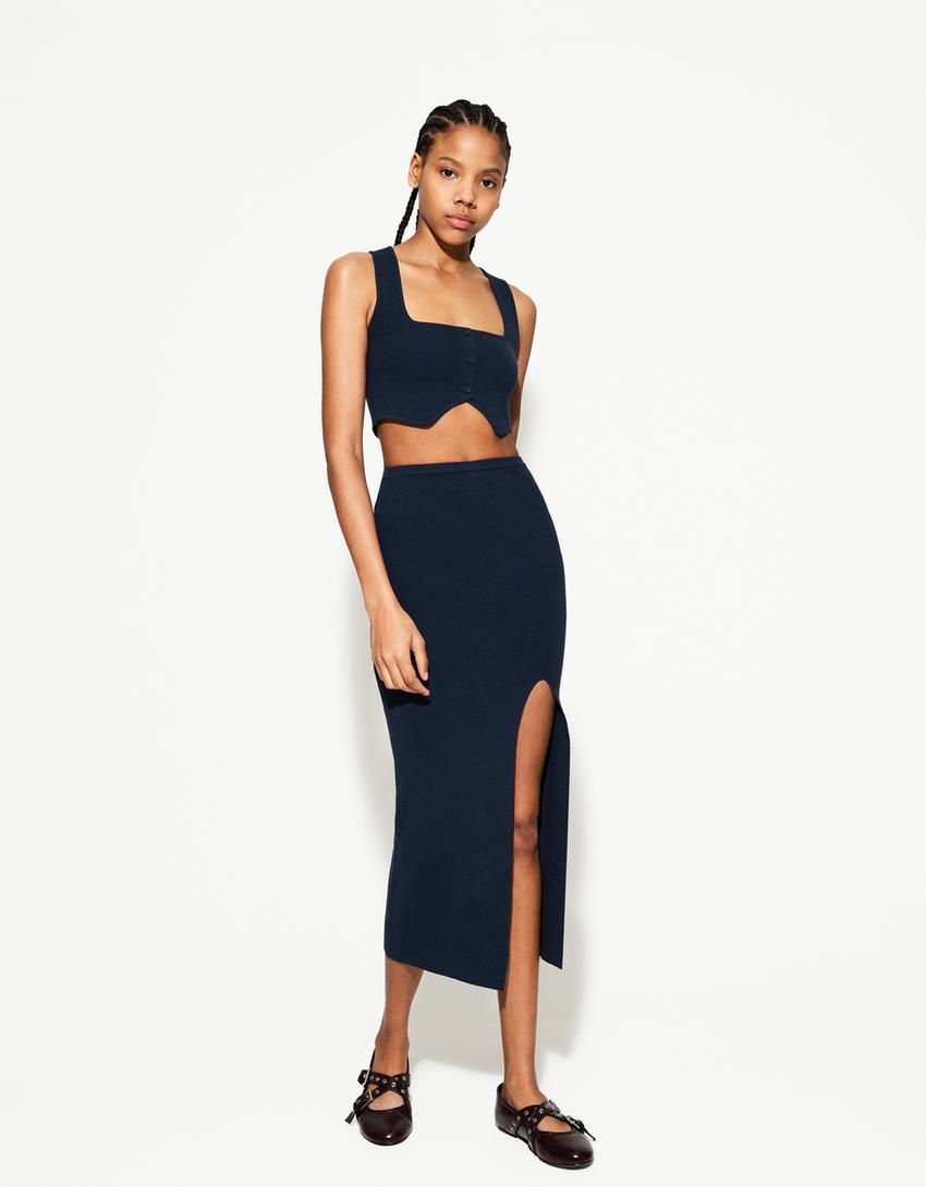 

Юбка миди Bershka, синий