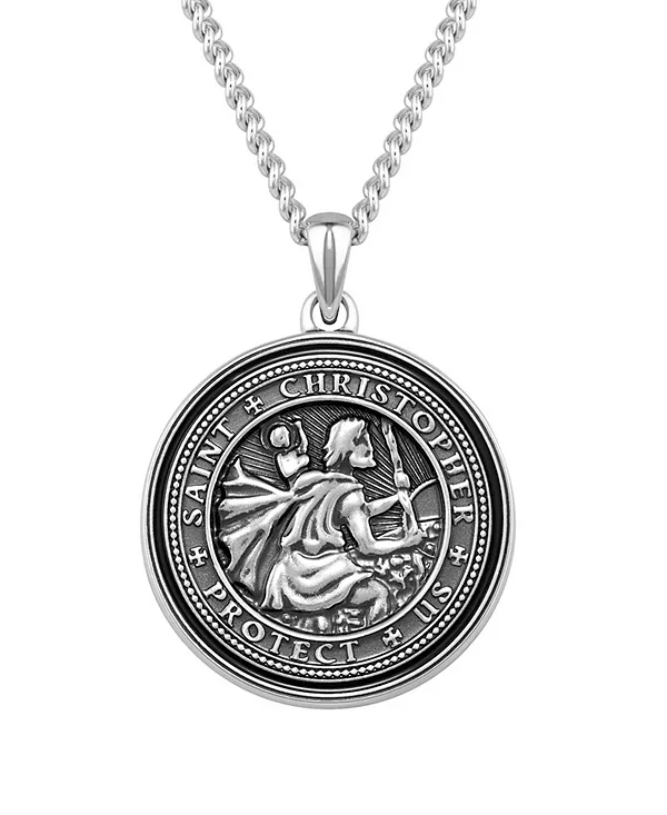

Мужской кулон «Святой Христофор» из серебра 925 пробы с родиевым покрытием и карабином. Vincero, silver