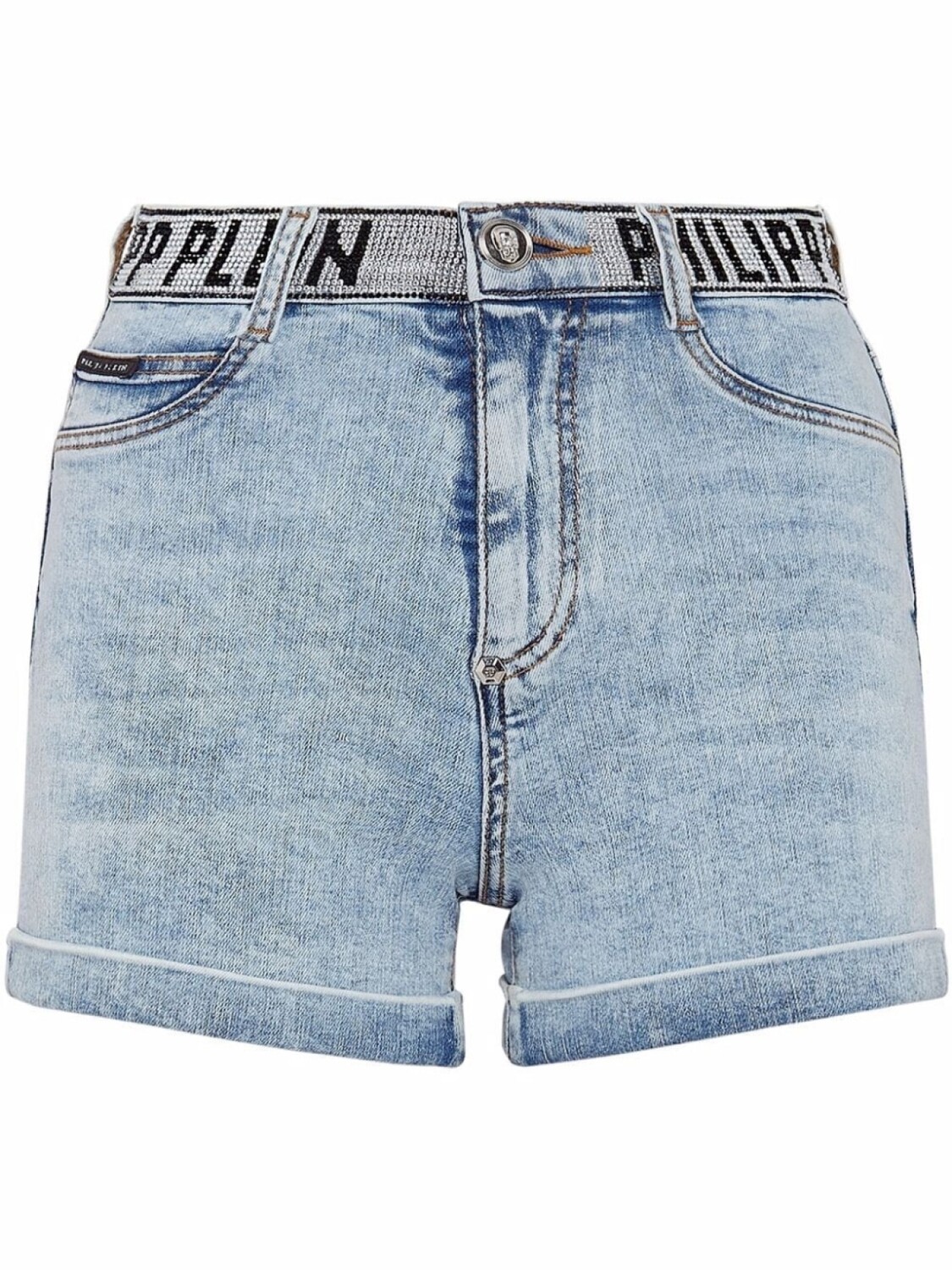 

Джинсовые шорты с логотипом Philipp Plein, синий