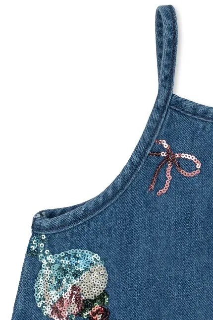 Платье джинсовое MAGOT SEQUIN STRAP DRESS Konges Sløjd, синий — фото 4