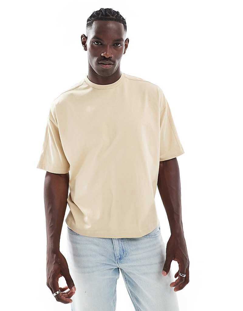 

Свободная футболка свободного кроя цвета хаки с декоративной строчкой ASOS DESIGN