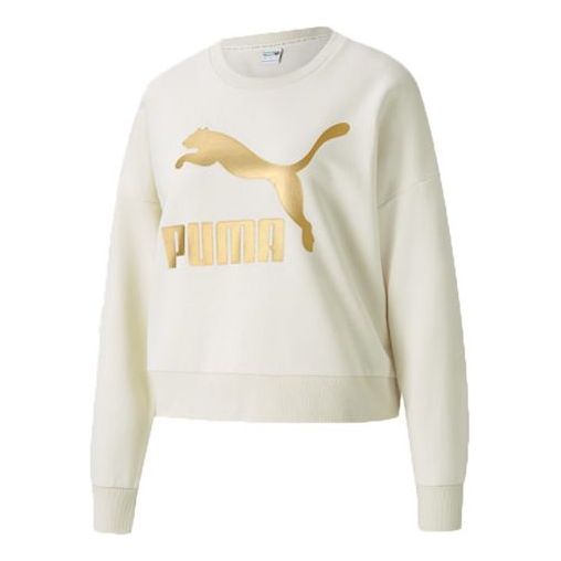 

Толстовка (WMNS) PUMA Classics Logo Printing Round-Neck Swea Ivory 531382-73