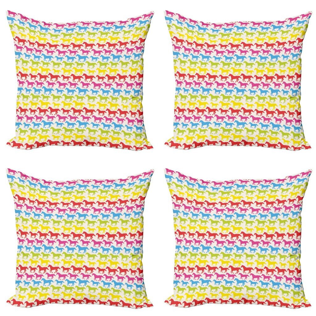 

ABAKUHAUS Комплект чехлов на подушки для лошадей (4 предмета), Rainbow Color Giddy, современная двусторонняя цифровая печать, 60 см x 60 см, разноцветные
