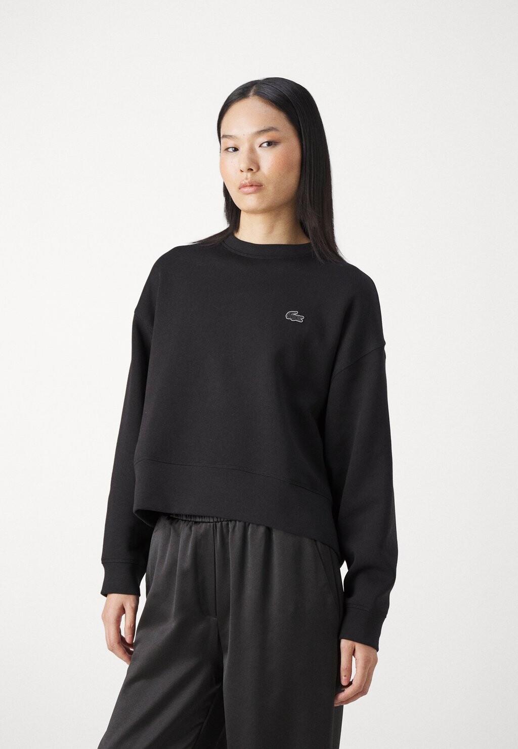 Толстовка Lacoste, черная, Oversize — фото 3