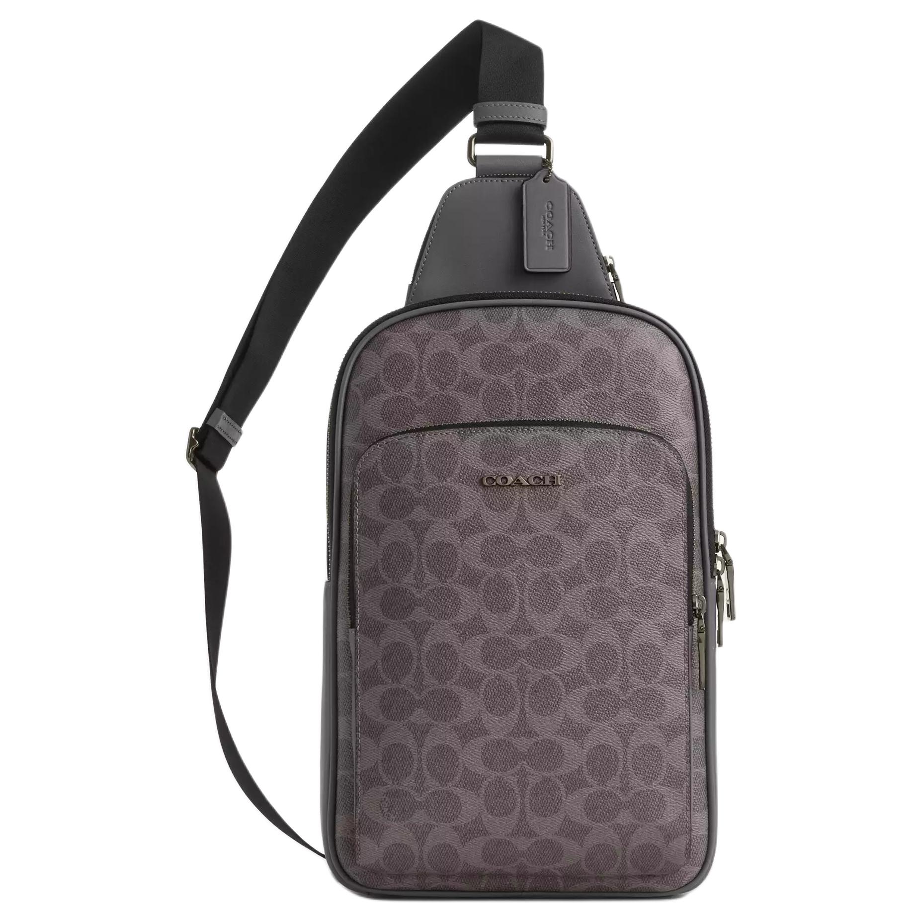 

COACH ETHAN Coated Canvas Sling Bag Small мужской угольно-серый