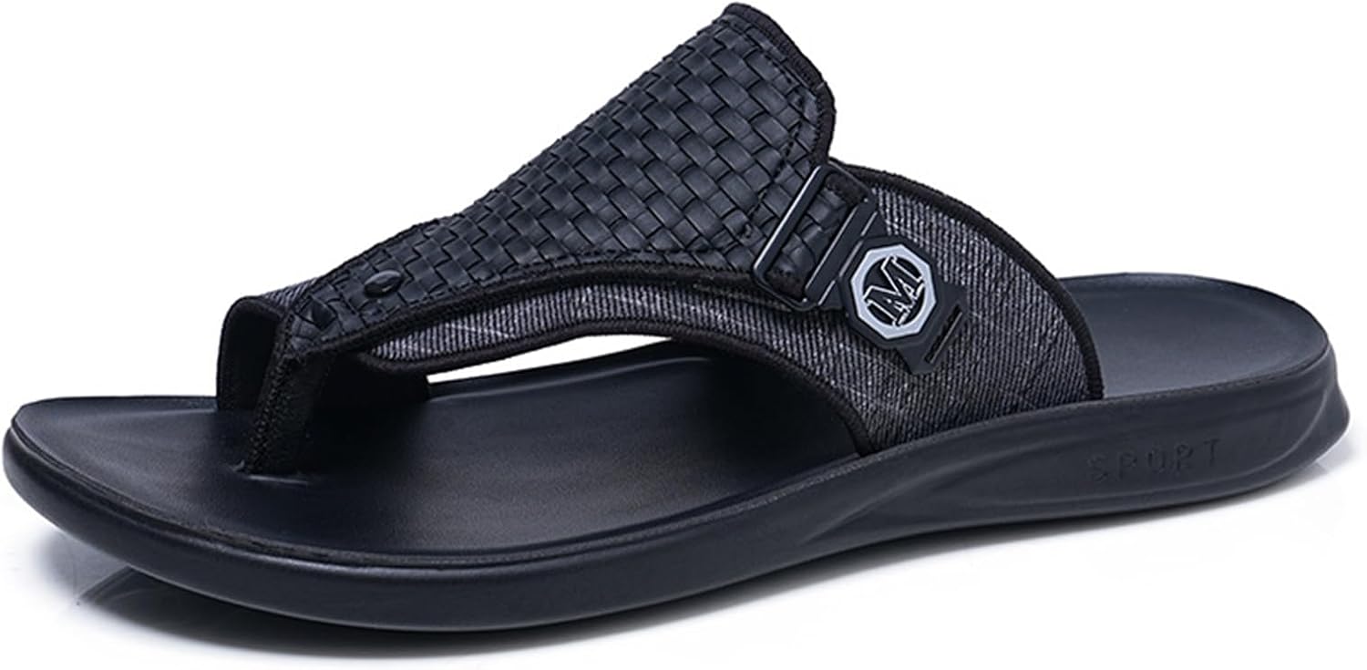 

Мужские сланцы с открытым носком, кожаные шлепанцы, удобные повседневные тапочки, летние сандалии-слипоны для мужчин Abborora, черный