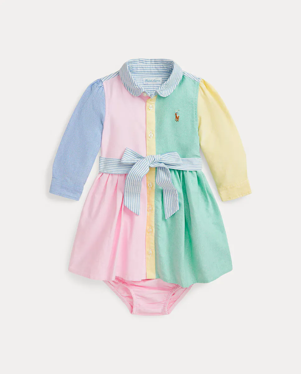 

Хлопковое платье для девочки с поясом Polo Ralph Lauren, мультиколор