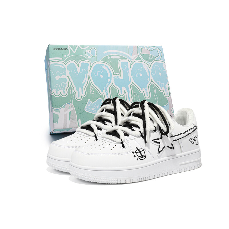 

Кроссовки CVOJOO Skateboarding Shoes Unisex Low-top Black, белый/черный