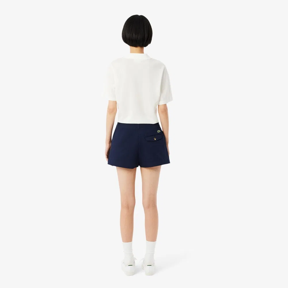 Шорты-бермуды Lacoste из габардина, темно-синие — фото 4