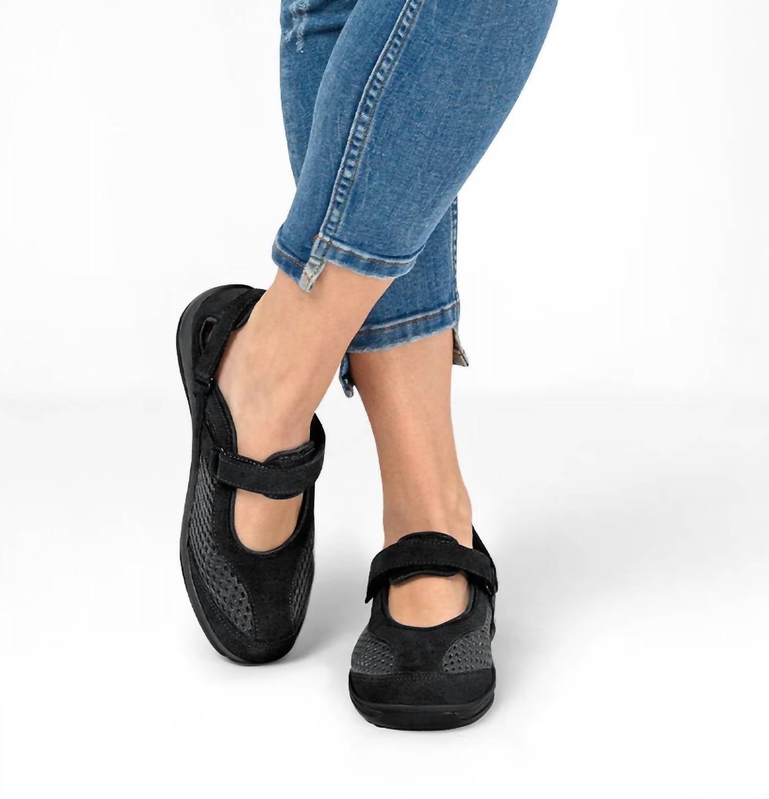 Женские туфли Sanibel Mary Jane - ширина Xxw в черном цвете OrthoFeet — фото 2
