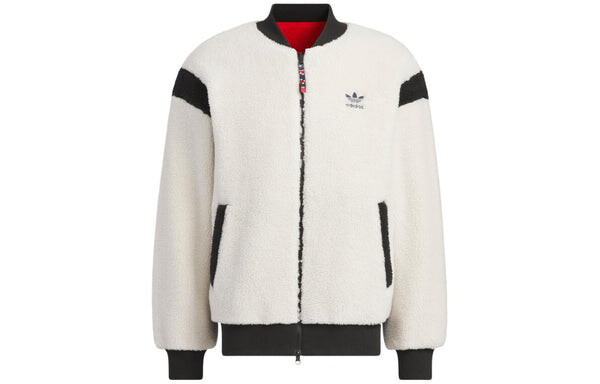Куртка оригиналы x feifei ruan двусторонние Куртка из шерпы азиатские размеры Adidas, белый — фото 2