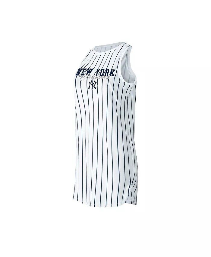 

Женская белая ночная рубашка без рукавов в тонкую полоску New York Yankees Reel Concepts Sport